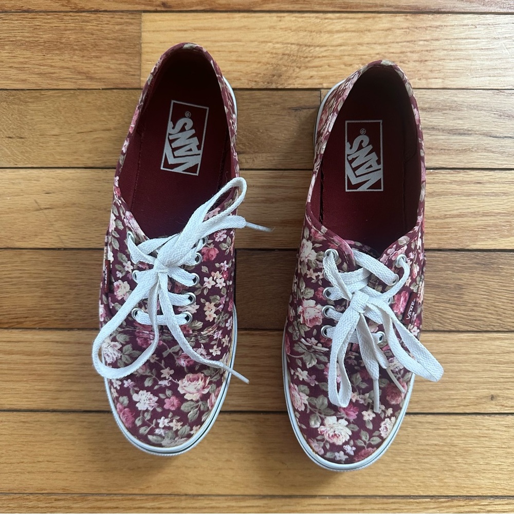 Vans Women's Burgundy Floral Sneakers